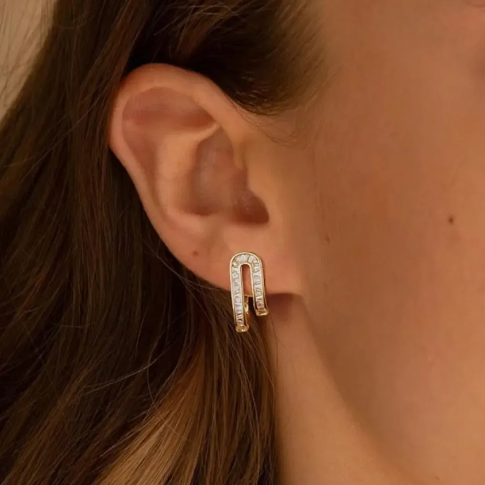 NEW 14K Gold Plated Elegant Gold and Silver Hoop Earrings